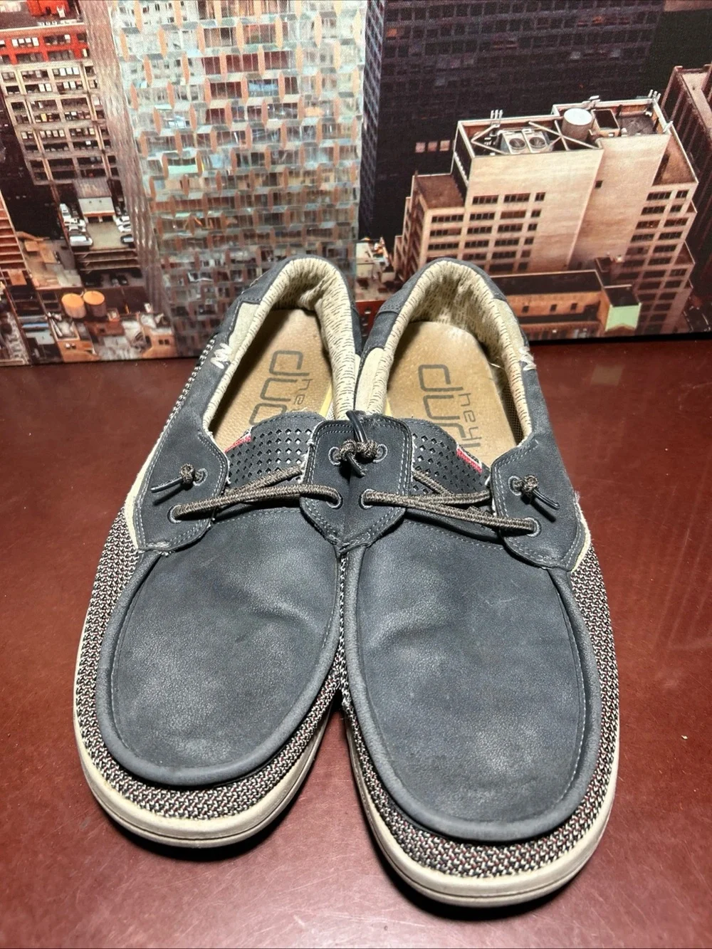 Hey Dude Navy and Red Men's Boat Shoes